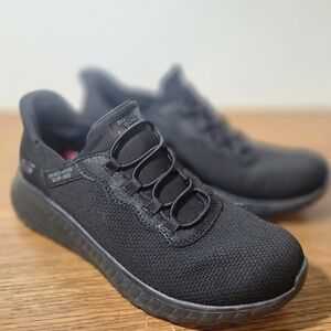 Skechers Womens Black Slip-On Non Slip Work Shoes